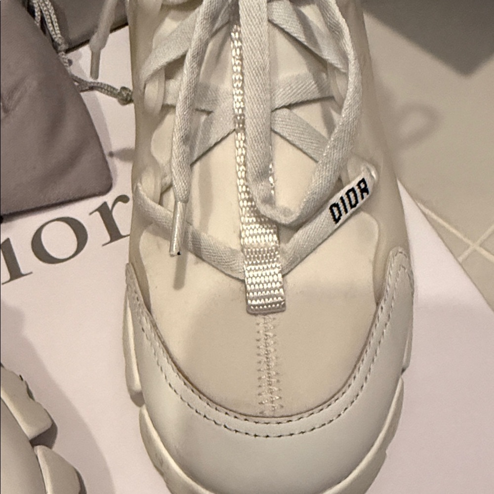 Dior Cream Lace-Up Chunky Sneakers - Picture 2 of 10